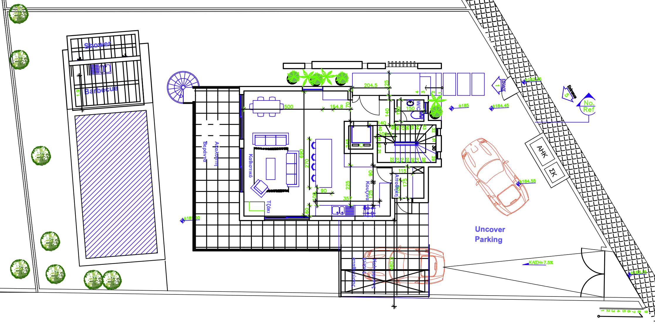 Site plan showing the Parekklisia plot layout